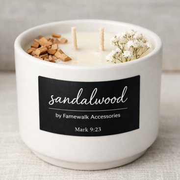 Sandalwood candle by Famewalk Accessories
